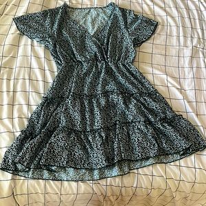 Ditsy floral green dress